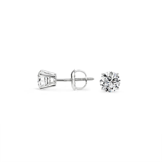 14k Gold Lab Diamond Round Stud Earrings