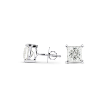 2ct Princess Cut Stud Earrings