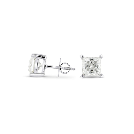 2ct Princess Cut Stud Earrings