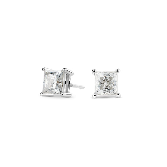 2ct Princess Cut Stud Earrings