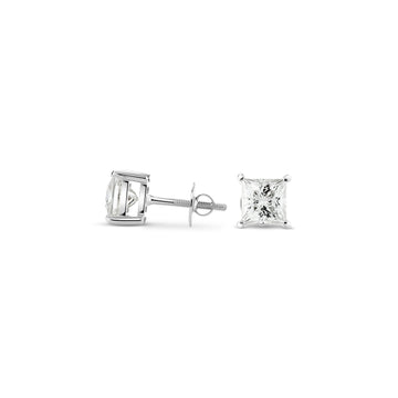 1ct Princess Cut Stud Earrings