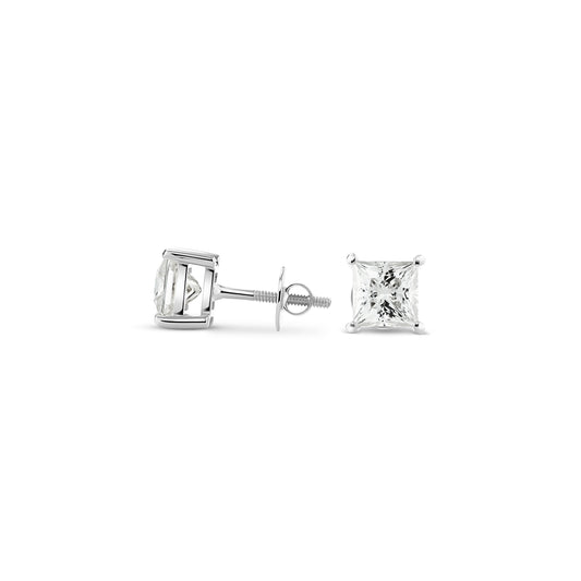 1ct Princess Cut Stud Earrings