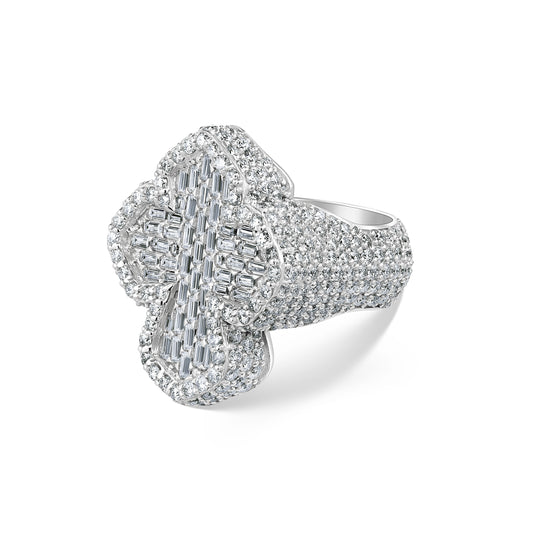 Baguette Set Cross Ring